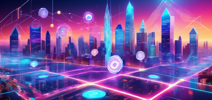 A futuristic digital landscape showcasing various advanced cryptocurrency platforms, each represented as sleek holographic interfaces floating above a cityscape. The scene is vibrant and dynamic, with glowing graphs and data streams visible on each platform. Humans interact with the platforms using augmented reality glasses, portraying a sense of innovation and forward-thinking in the crypto world. The skyline in the background features modern architecture, symbolizing the year 2024, and the overall atmosphere is one of excitement and technological progress in the realm of cryptocurrency.